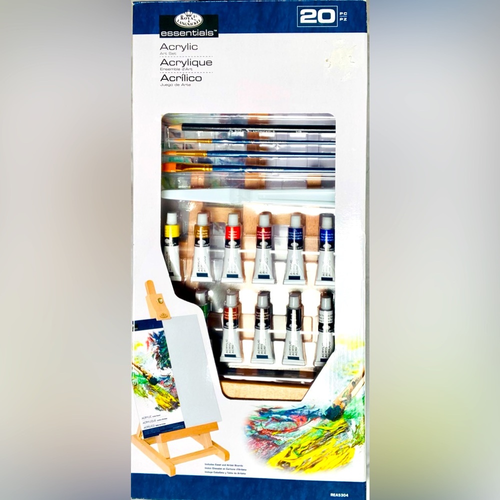 BRAND NEW ROYAL & LANGERNICKEL ESSENTIALS ARTIST ACRYLIC PAINT AND EASEL SET NIB